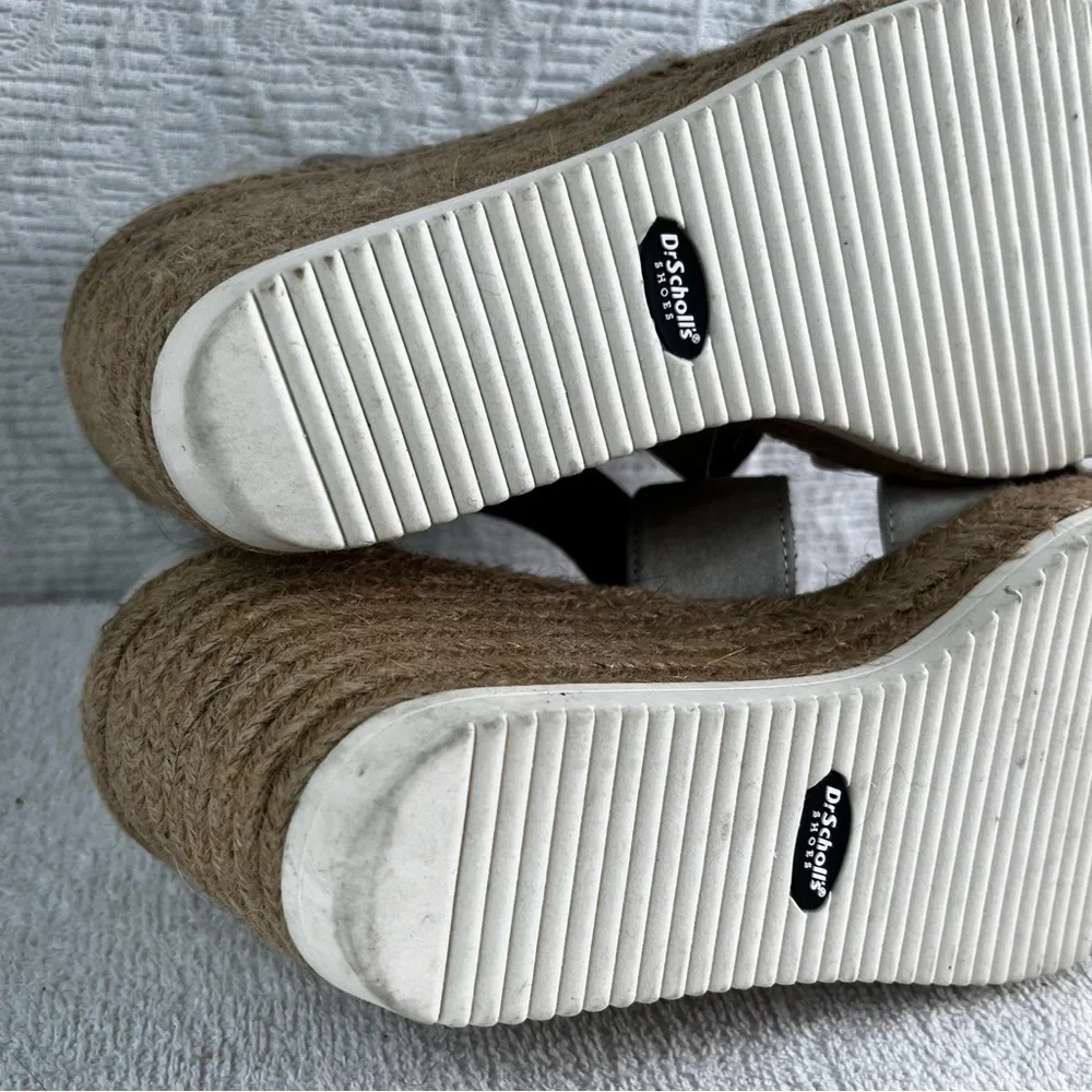 Dr Scholls Visitor Cross Strap Faux Suede Heeled Espadrille Sandal Wedge Shoe 10
